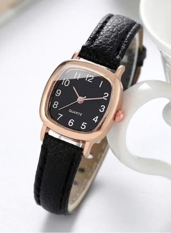 طقم ساعة نسائية أنيقة مقاومة للماء، مصنوعة من الجلد، بتصميم تناظري، هدية مثالية للنساء. - Image 4